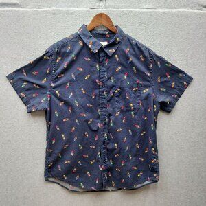 Ice Cream Target Short-Sleeve Navy Shirt With Colorful Print Size L